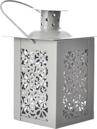 Dekorativna kovinska lanterna siva 12 cm