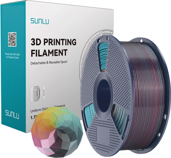 Sunlu PLA+ silk filament four-color red–yellow–green–black
