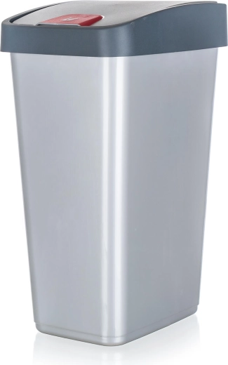 Nagibni koš za odpadke 45 l, pravokoten, plastika, srebrna/siva
