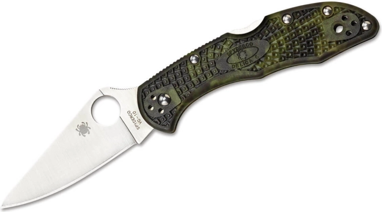Spyderco Delica 4 Flat Ground Lightweight Green Zome pocket knife 7.4 cm