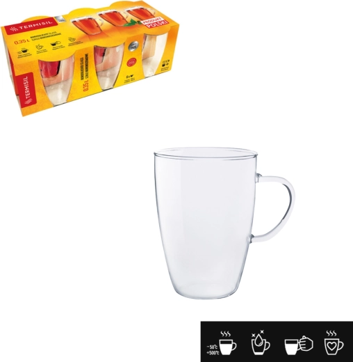 Set ognjevzdržnih skodel s ročajem Agata 350 ml – 6 kosov