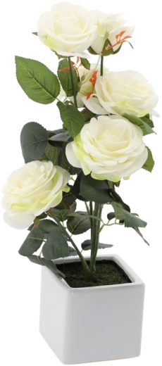 Umetna bela vrtnica v lončku 44 cm