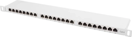 Patch panel 24 portov 0,5U, kategorija 6, siv, oklopljen