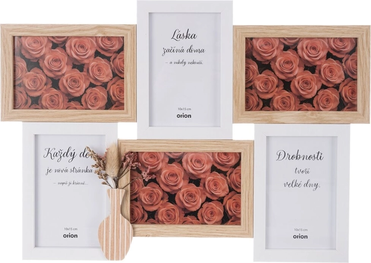 Wooden photo frame for 6 photos, 46 × 32 cm – Beige