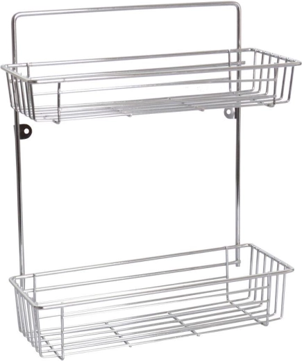 Dvostopenjska kopalniška polica 28 × 14,5 × 37 cm krom