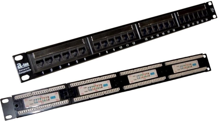 Patch panel UTP kategorije 5e, 24 portov, LSA, 1U