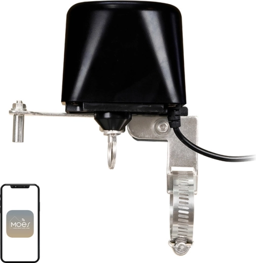 MOES Wi‑Fi lever valve controller for water and gas, black - 1 piece
