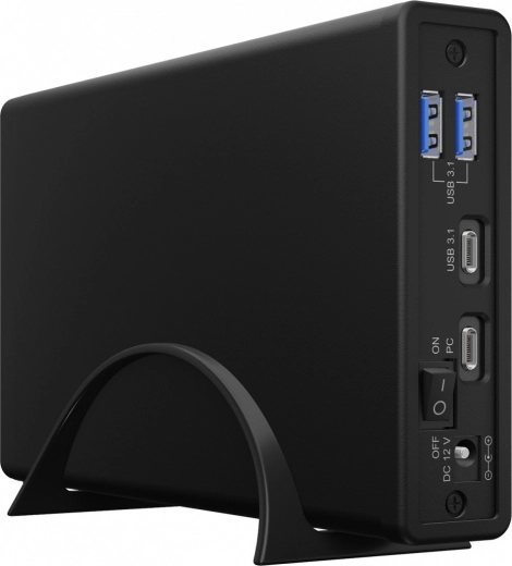 Zunanji ohišje ICY BOX za 2,5"/3,5" HDD/SSD z USB‑C in USB vozliščem