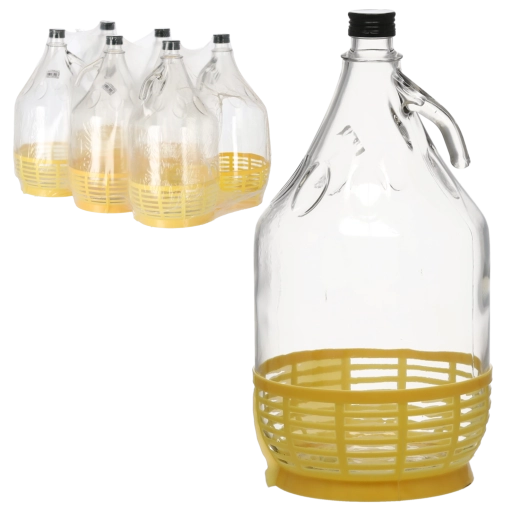 Steklen demižon 5 l s kovinskim zapiralom in ročajem