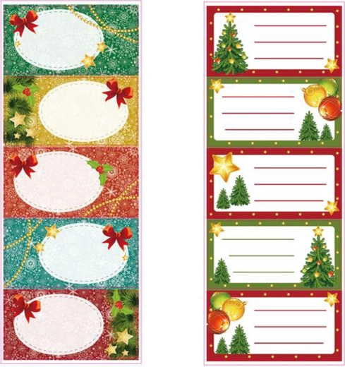Christmas gift tags TORO – stickers, mixed designs, 5 pcs