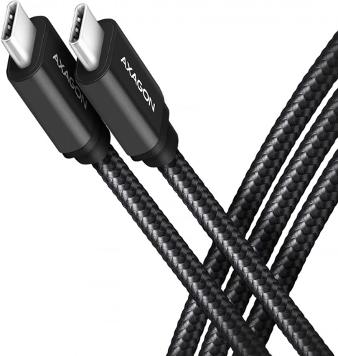 USB‑C – USB‑C kabel 3.2 Gen 1, 1 m, PD 60 W (3 A), aluminijast, opleten, črn – AXAGON