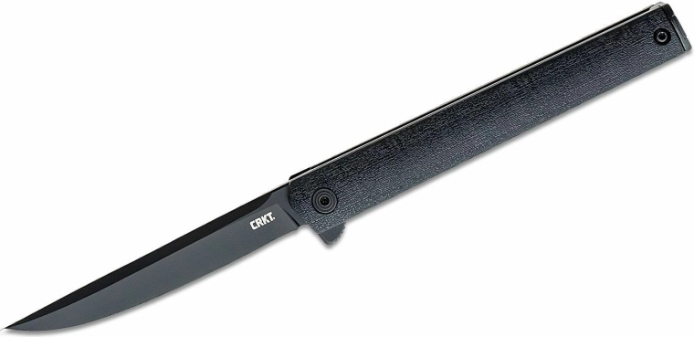 Žepni nož CRKT CEO Flipper Black, povsem črn, rezilo 8,5 cm, GRN