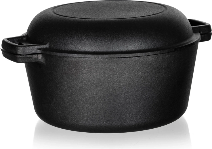 Litoželezni lonec s pokrovom Excellent 4,8 l + 1,8 l pokrov, črn