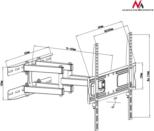VESA compatibility up to 400 × 400 mm
