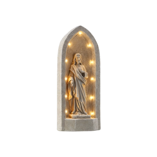 Figurica Jezusa v kapelici z LED osvetlitvijo