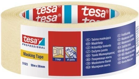 Krepp maskirni trak 38 mm × 50 m rumen Tesa