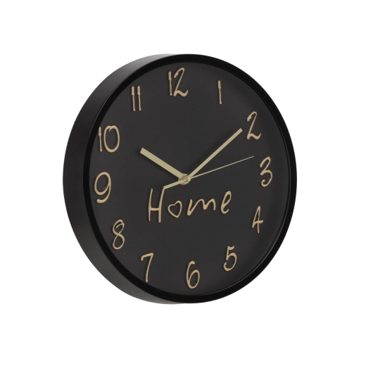 Stenska okrogla ura 30,5 × 30,5 × 4,3 cm črna