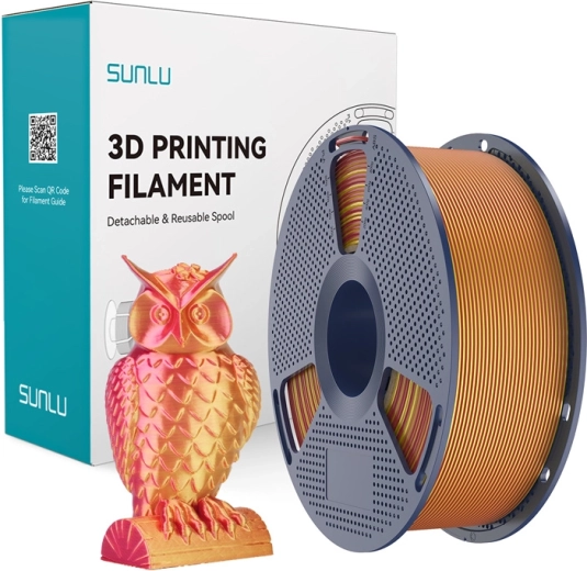 Sunlu PLA+ Silk dvobarvni filament za 3D tisk (rdeča/zlata)