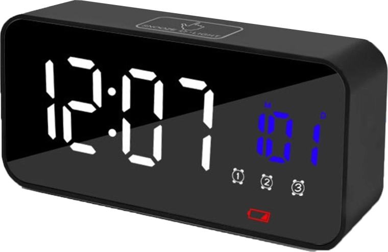 Elektronska LED budilka z zrcalnim zaslonom in termometrom – 1 kos