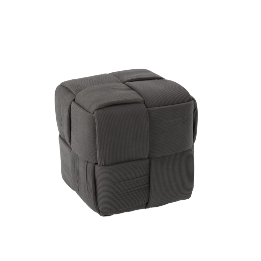 Pleteni tabure v obliki kocke, temno siv 34 × 34 × 34 cm