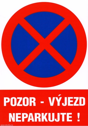 Samolepilna tabla Pozor izvoz – Ne parkirajte, A4 (210 × 297 mm)