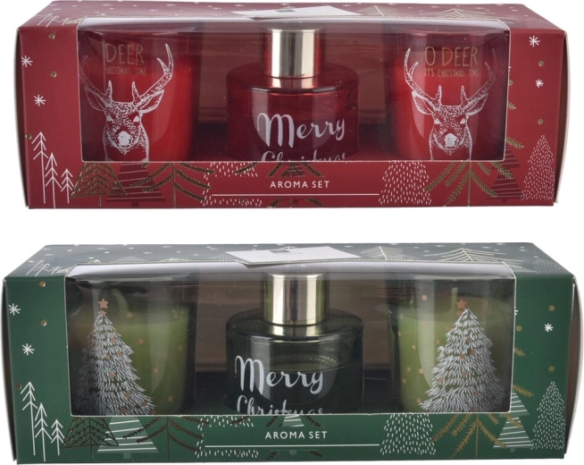Božični set aroma difuzorja in sveče 30 ml (2 različici)