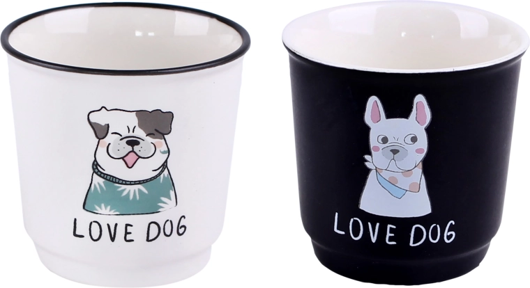 Keramične skodelice TORO z motivom kužka 90 ml, komplet 6 kosov