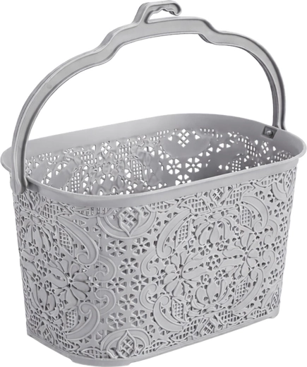 Viseča košarica za ščipalke 22 × 14,5 × 13,5 cm, plastika, svetlo siva