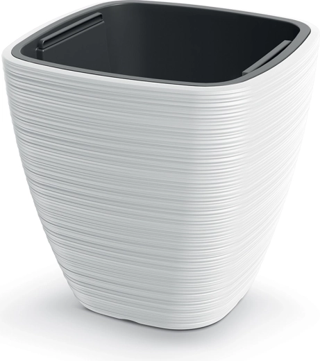 Vena Square Planter 38.8 × 38 cm white with insert