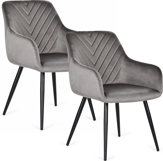 Sodobni žametni jedilni stoli ModernHome - 2 kosa – Temno siva