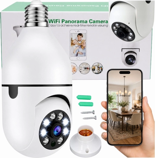 Brezžična Wi‑Fi IP kamera v obliki žarnice E27 30 W za nadzor doma – 1 kos