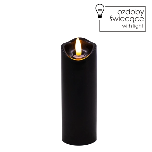LED sveča črna 5 × 15 cm s toplim plamenečim plamenom