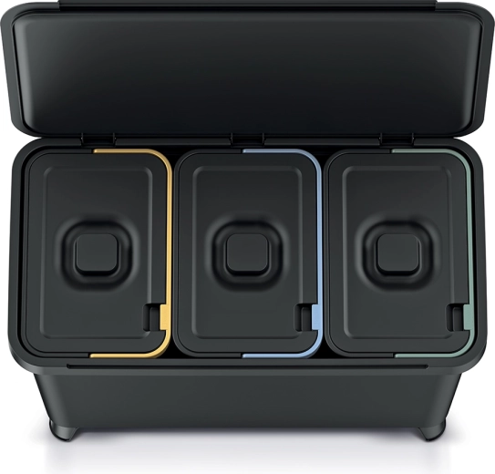 Pregledno ločevanje s 3 predelki in barvnim označevanjem