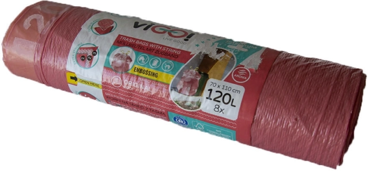 Vreče za smeti z zatezno vrvico 120 l z vonjem maline 4 Seasons, 70 × 110 cm, 8 kosov