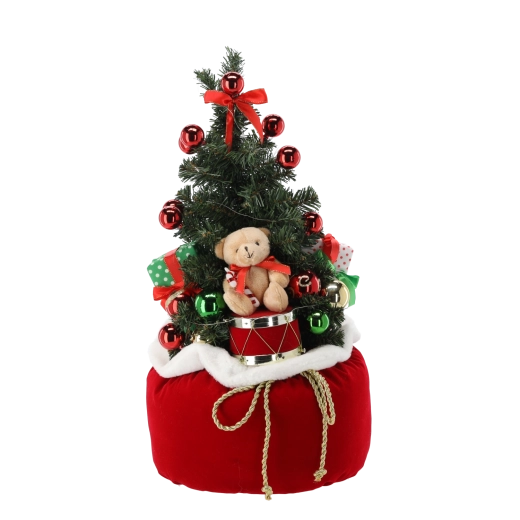 Umetno božično drevesce v vreči z igračami in LED, 60 cm