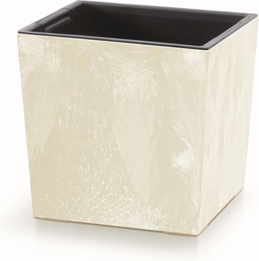 Lonec URBI Square Low z betonskim učinkom, vložek 30 cm, peščen