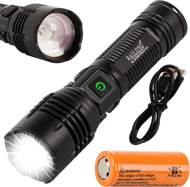 Taktična svetilka Bailong LED z zoom funkcijo