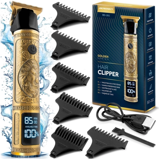 Zlati prirezovalnik las in brade BERDSEN Barber Master z LCD‑jem