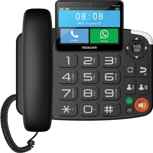 Namizni telefon Maxcom z velikimi tipkami in funkcijo SOS
