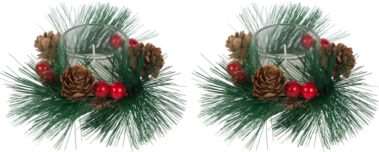 Two finished Christmas arrangements