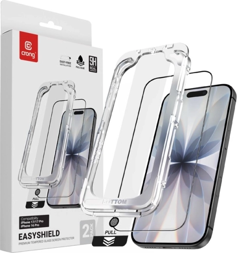 Kaljeno steklo EasyShield 2‑Pack za iPhone 17 / iPhone 17 Pro / iPhone 16 Pro (2 kosa)