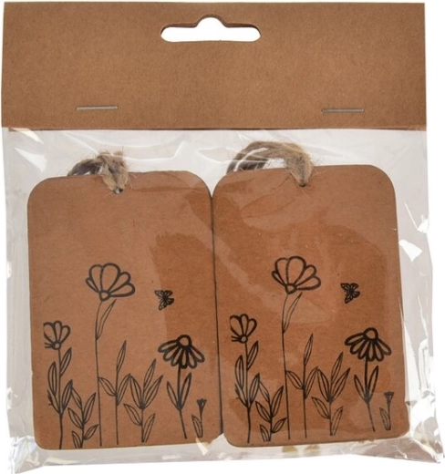 Papirnata imenska kartica z motivom rastline črna 6 × 8 cm (4 kosi)