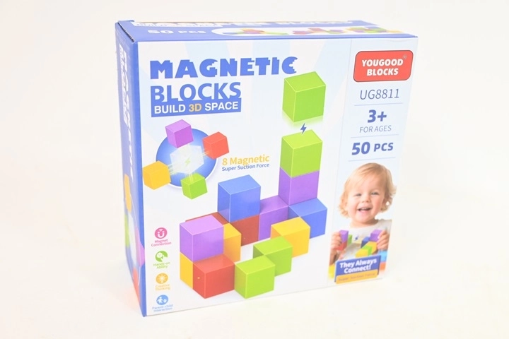 Magnetna gradbena igrača Klocki magnetyczne, 50 delov