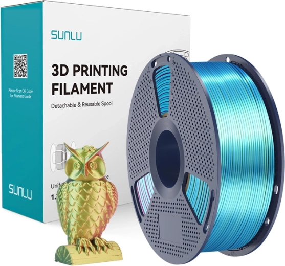 Sunlu PLA+ Silk tri-color filament red–yellow–green