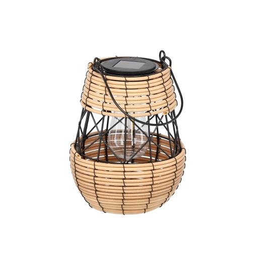 Solarna kovinska lanterna črno-bež 23 cm