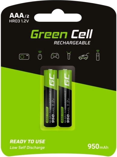 Polnilne baterije AAA HR03 950 mAh GREEN CELL 2 kosa