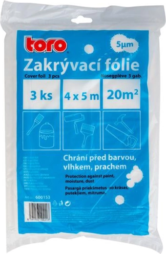 Prekrivna folija HDPE 4 × 5 m, 5 µm, 3 kosi TORO