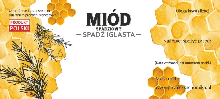 Sklop etiket za med – med iz mane iglavcev 116 × 50 mm, 100 kos