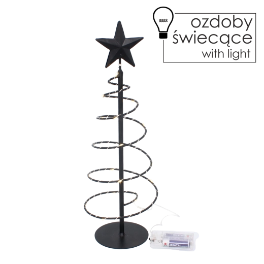 Božično kovinsko drevesce z LED osvetlitvijo 39 cm – črno