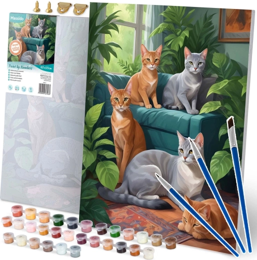 Slikanje po številkah 40×50 cm – mačke MASSIDO